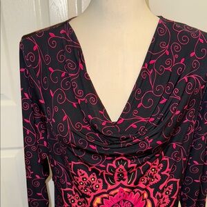 Elegant Black and Pink Floral Dress size xl euc